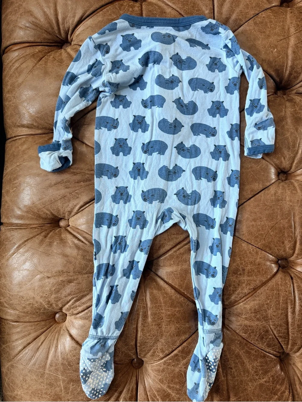Kickee Pants Blue Wombat Bamboo Footie Pajamas 6-9 Months Snap Sleeper